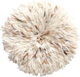 Juju hat déco murale en plumes naturelles, accessoire bohème pour une décoration farmhouse chic
